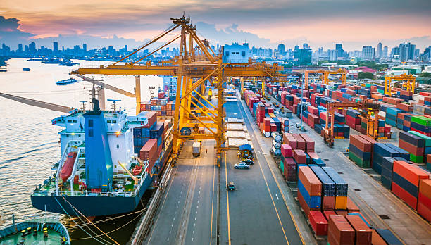 Container ship in the harbor in Asia , Container ship in the harbor in Asia , logistics ports stock pictures, royalty-free photos & images Container ship in the harbor in Asia , Container ship in the harbor in Asia , logistics ports stock pictures, royalty-free photos & images